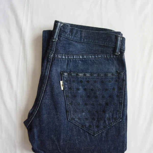 M THANK YOU FRIENDS 12AW-MPT003 W32 x L32 Star Embroidered Selvedge Jeans - Image 11