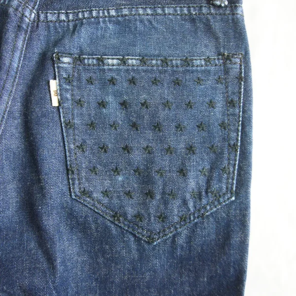M THANK YOU FRIENDS 12AW-MPT003 W32 x L32 Star Embroidered Selvedge Jeans - Image 8