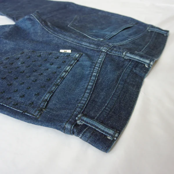 M THANK YOU FRIENDS 12AW-MPT003 W32 x L32 Star Embroidered Selvedge Jeans - Image 9